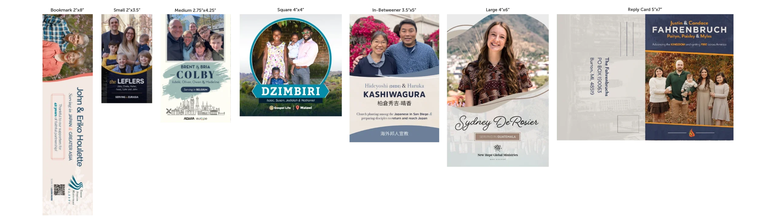 missionary prayer card size visual comparison
